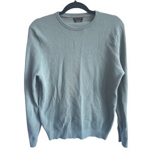 Massimo Dutti Men's Light Blue Cotton Cashmere Knit Sweater Size L